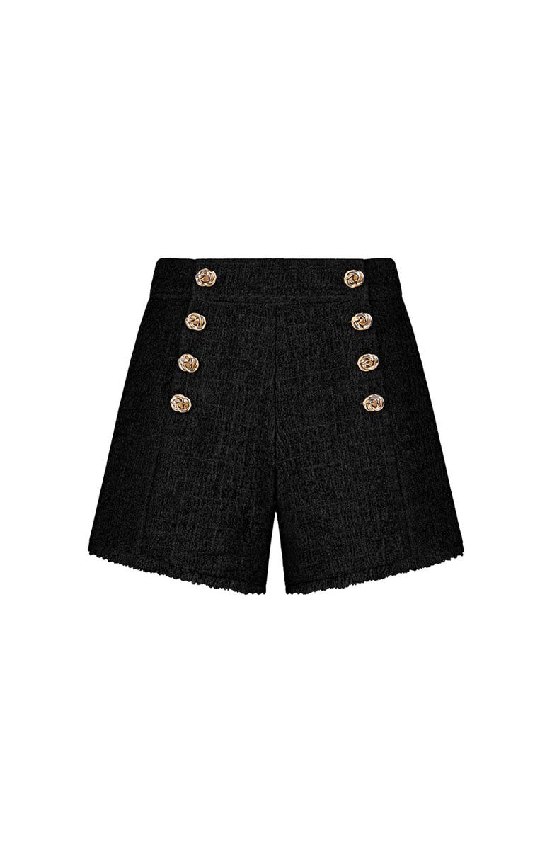 The Noli Shop Tamara Tweed Button Shorts, Alternate, color, Black
