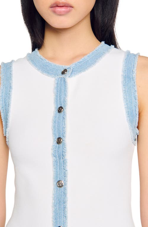 Sandro Short Knit Dress With Ruffles In Ecru