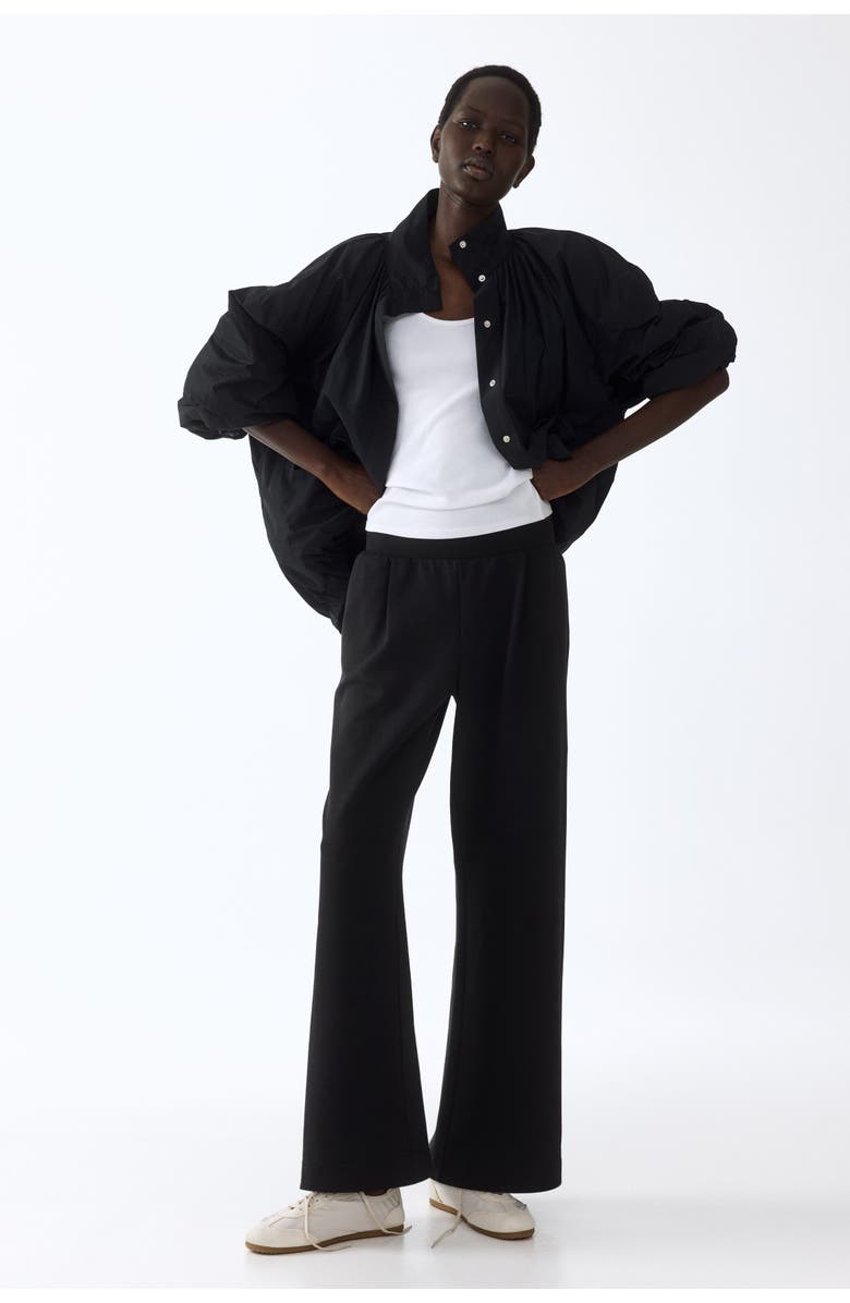 H&M Wide Interlock Joggers, Alternate, color, Black