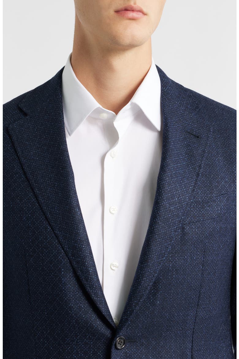 Kei Trim Fit Diamond Jacquard Wool & Silk Blend Sport Coat, Alternate, color, NAVY