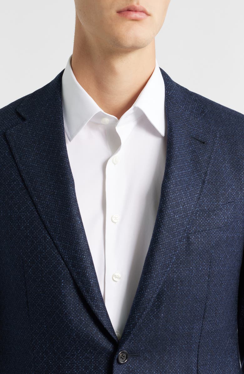 Canali Kei Trim Fit Diamond Jacquard Wool & Silk Blend Sport Coat, Alternate, color, Navy