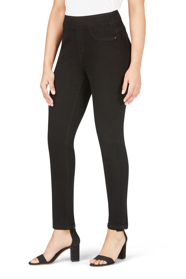 Uptown Slim Leg Pull-On Stretch Pants, Alternate, color, BLACK