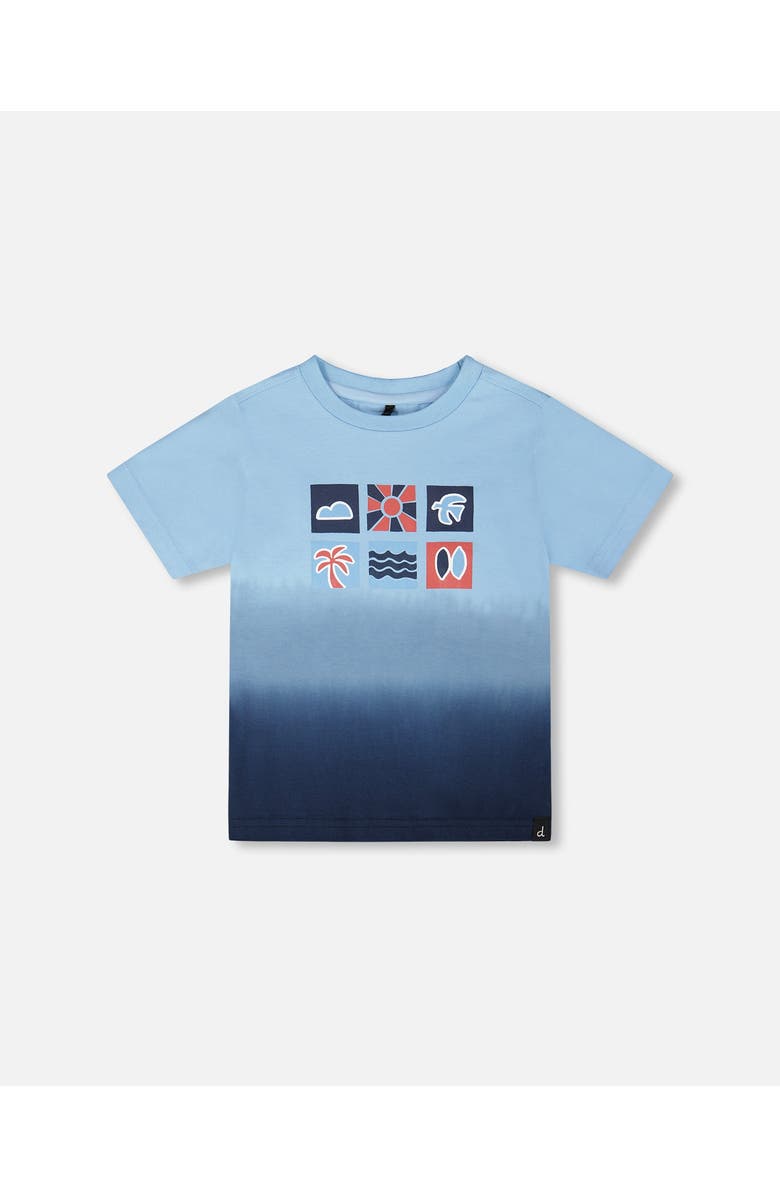 Deux par Deux Organic Cotton Short Sleeve Gradient T-Shirt, Main, color, Blue Gradient