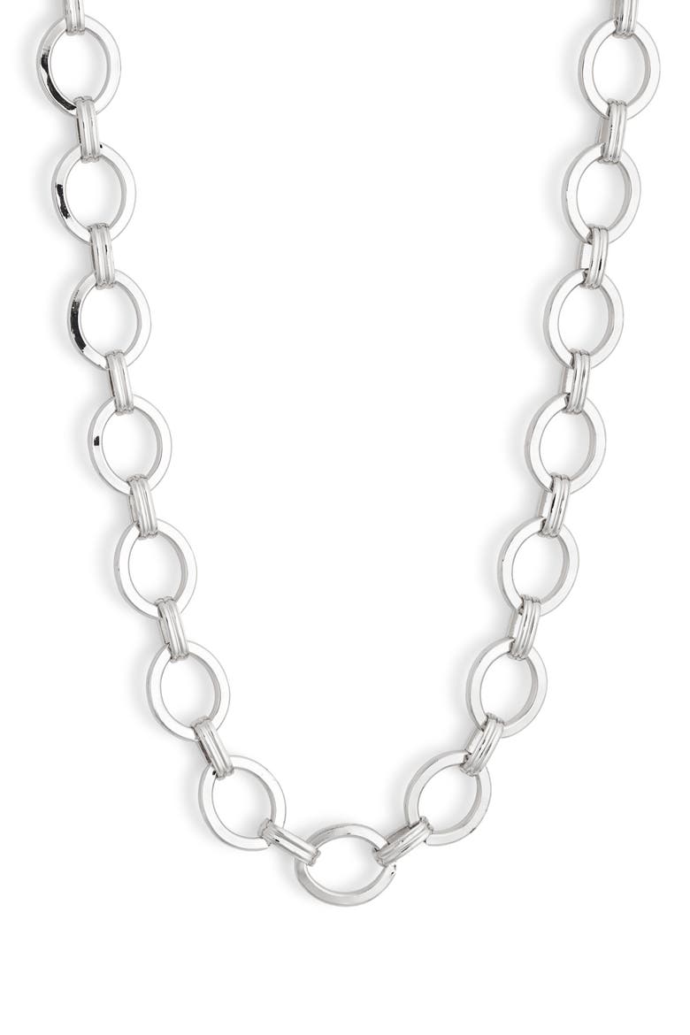 Oval Link Necklace, Main, color, SILVER