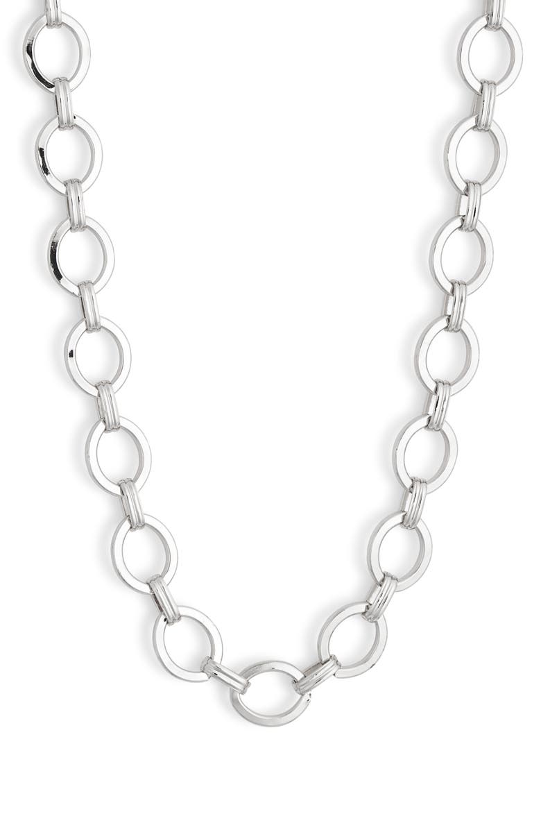 Leith Oval Link Necklace, Main, color, Silver