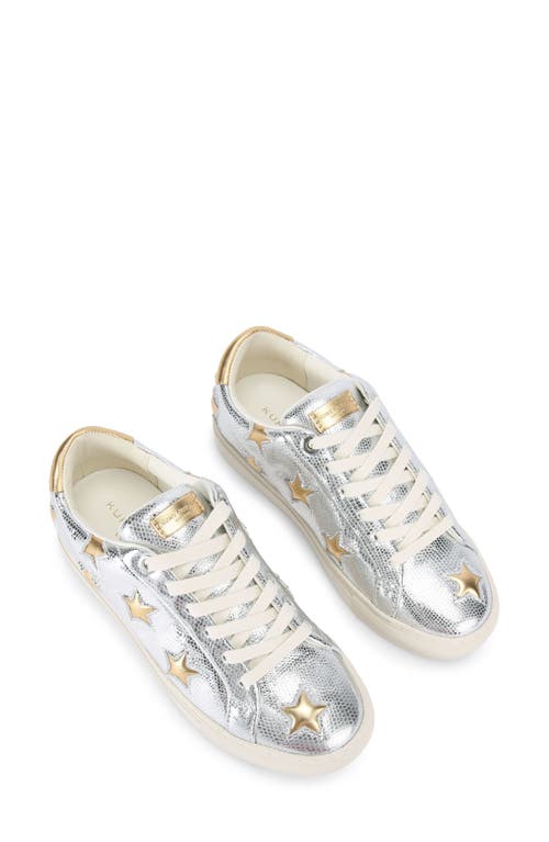 Kurt Geiger Womens Lane Star Snakeskin-embossed Metallic-leather Low-top Trainers Silv