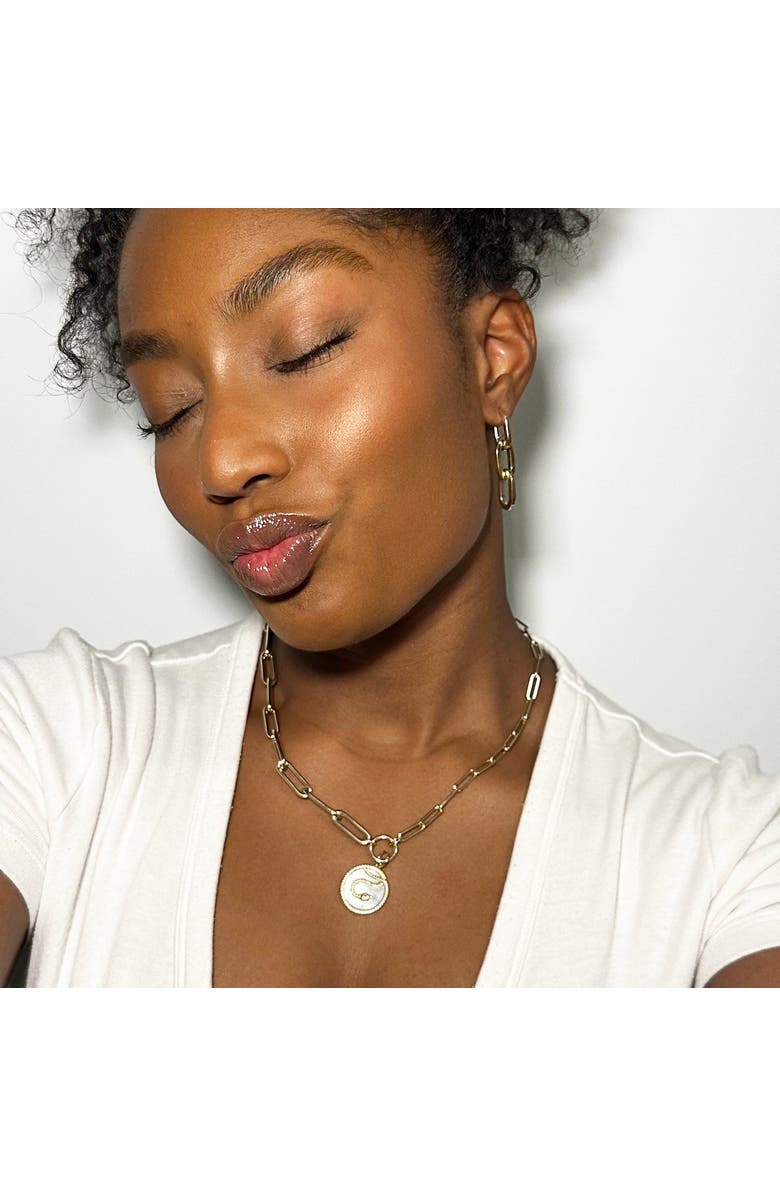 The Lovery Fine Jewelry Half & Half Paperclip Charm Holder Chain Necklace, Alternate, color, Yellow Gold