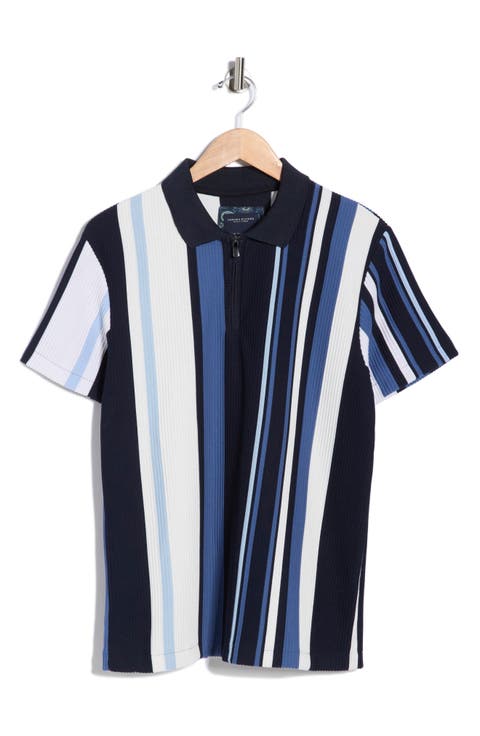 Quarter Zip Textured Knit Polo