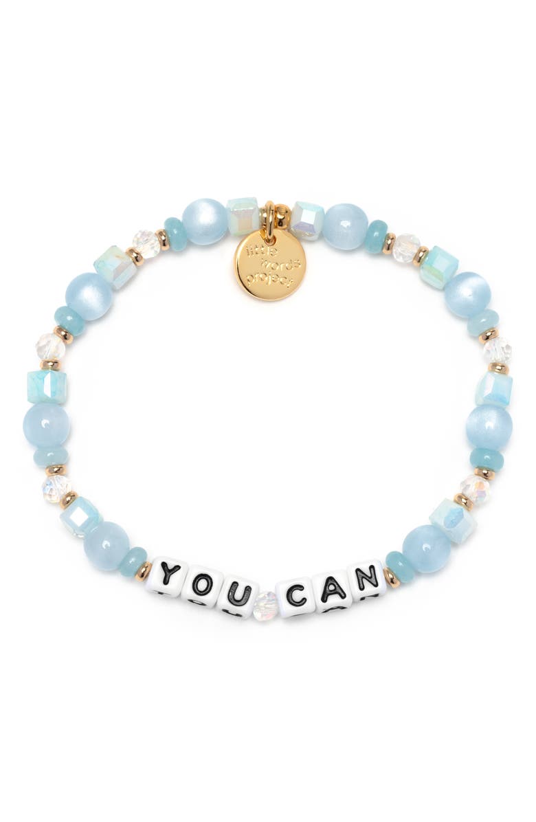 Little Words Project You Can Beaded Stretch Bracelet, Main, color, 