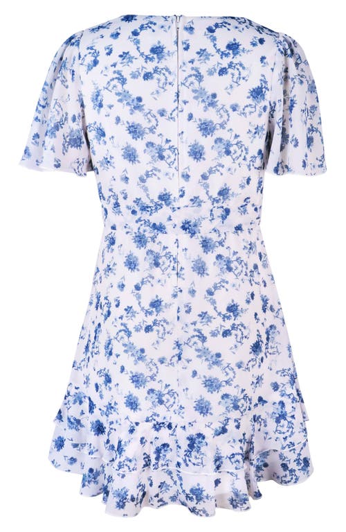 Zunie Kids' Flutter Sleeve Faux Wrap Party Dress