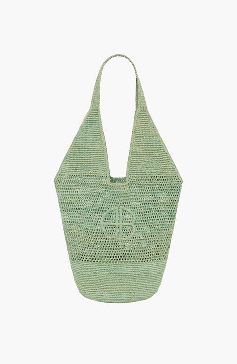 Leah Logo Hobo Raffia