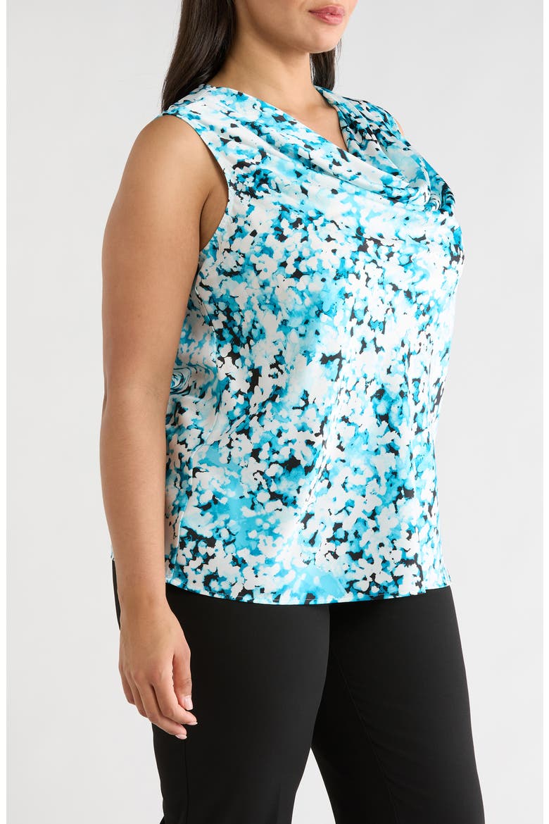 Floral Print Cowl Neck Top, Alternate, color, AQUA OASIS MULTI