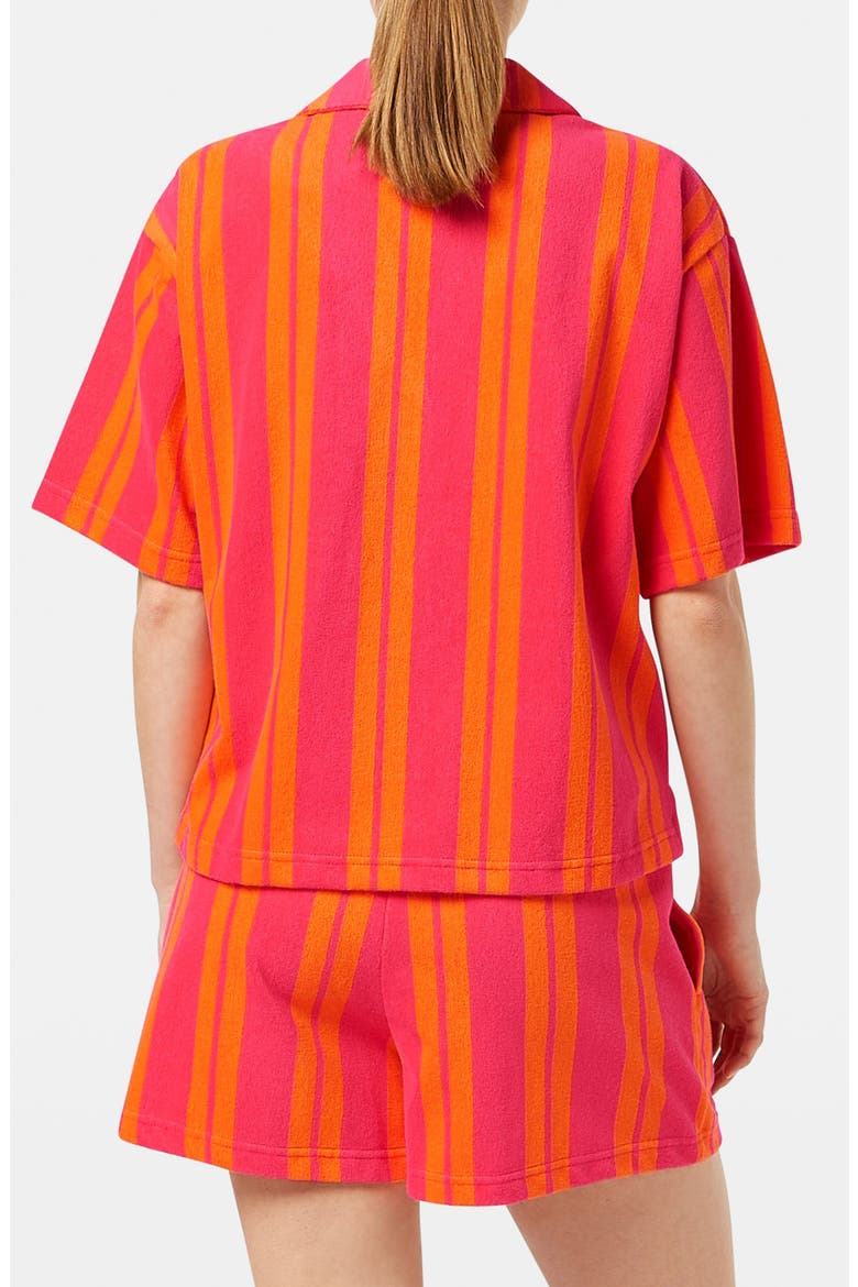 Terry Cloth Camp Shirt, Alternate, color, ELECTRIC PINK/ ORANGE STRIPE