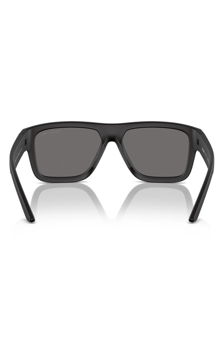 Prada Linea Rossa 56mm Square Sunglasses, Alternate, color, Rubber Black