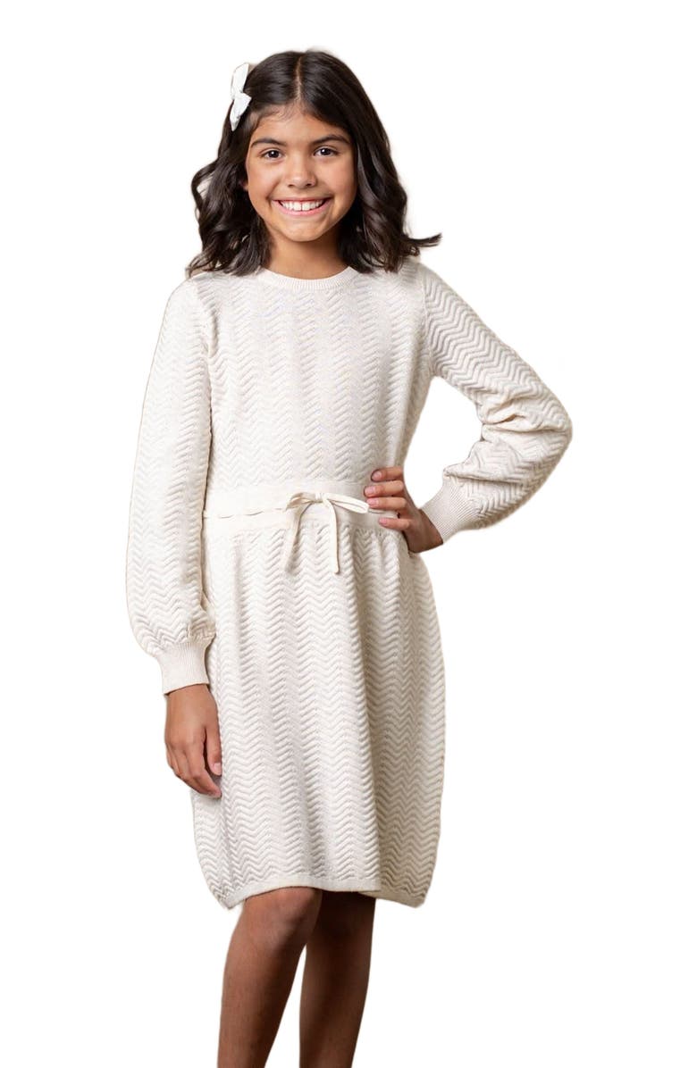 Hope & Henry Girls' Organic Balloon Sleeve Sweater Dress, Kids, Alternate, color,