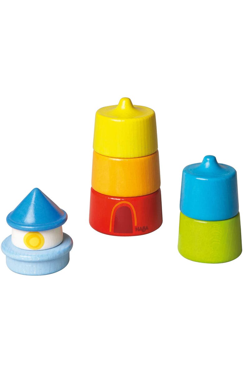 HABA Wooden Stacking Toy Rainbow Lighthouse, 8-Piece Building Blocks Set, Educational Wooden Toddler Toys for Motor Skills, Ages 1 and up, Alternate, color, Multi