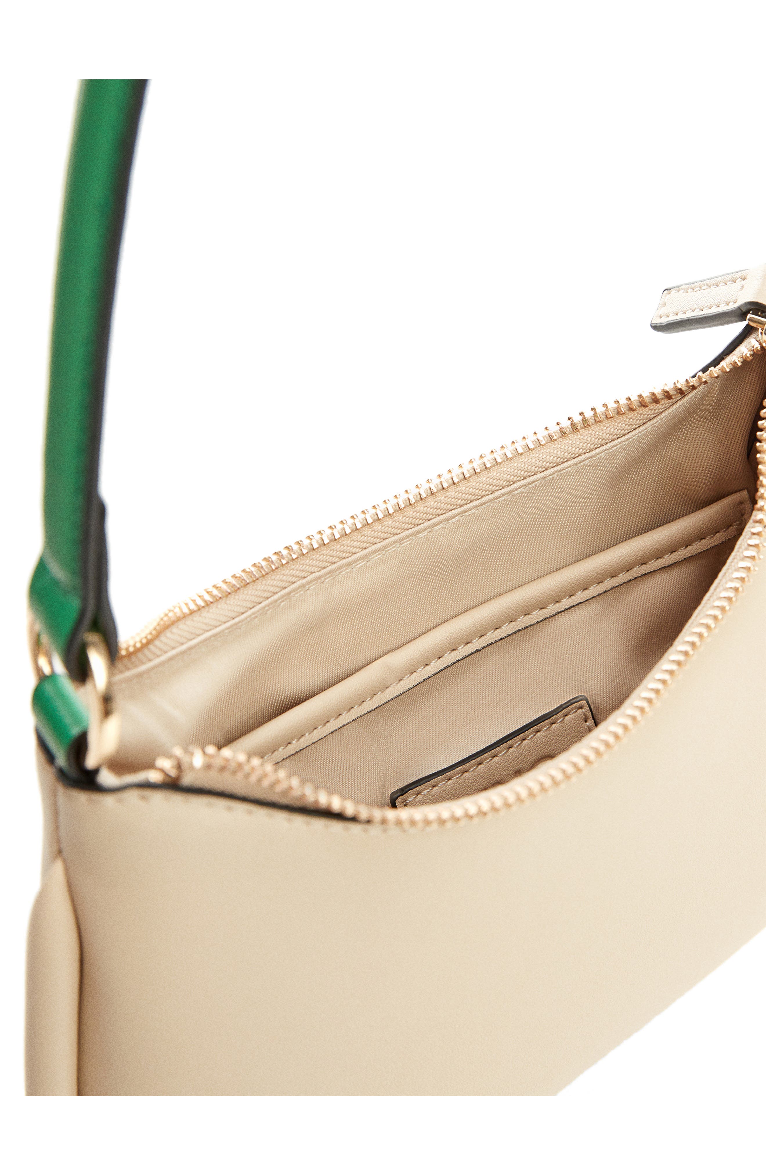 MANGO Faux Leather Hobo Bag, Alternate, color, Off White