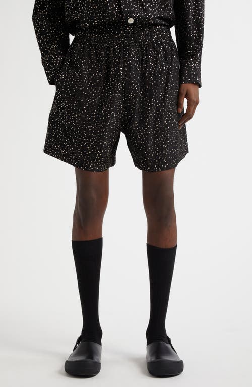 Bode Giltter Dot Faille Shorts In Black Silver