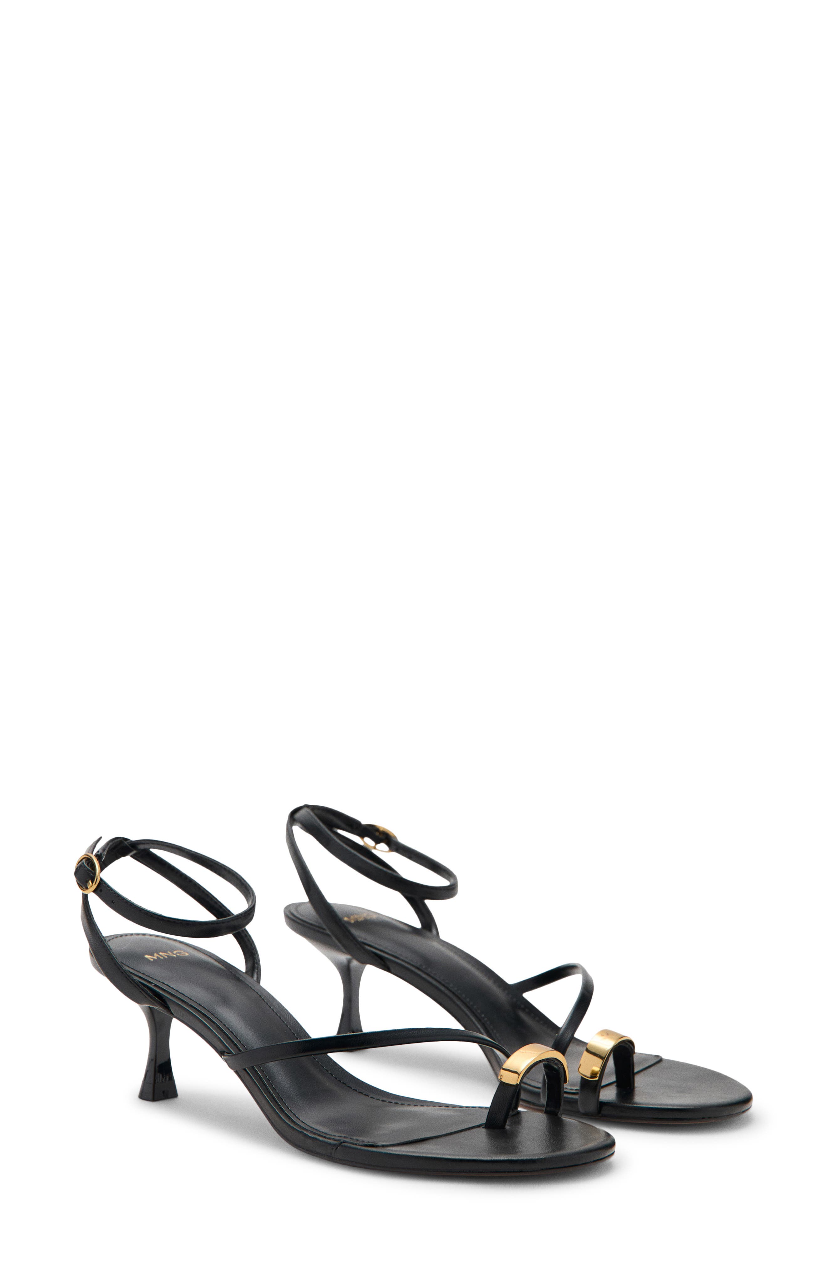 MANGO Niza Ankle Strap Sandal, Main, color, Black