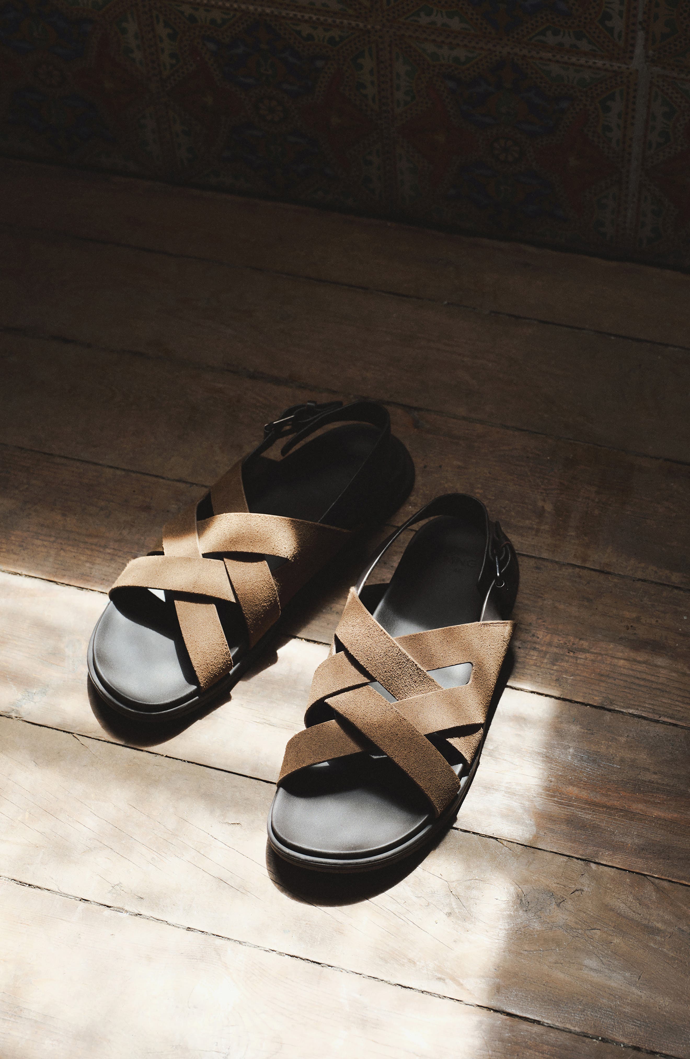 Crisscross Leather Slingback Sandal, Alternate, color, MEDIUM BROWN