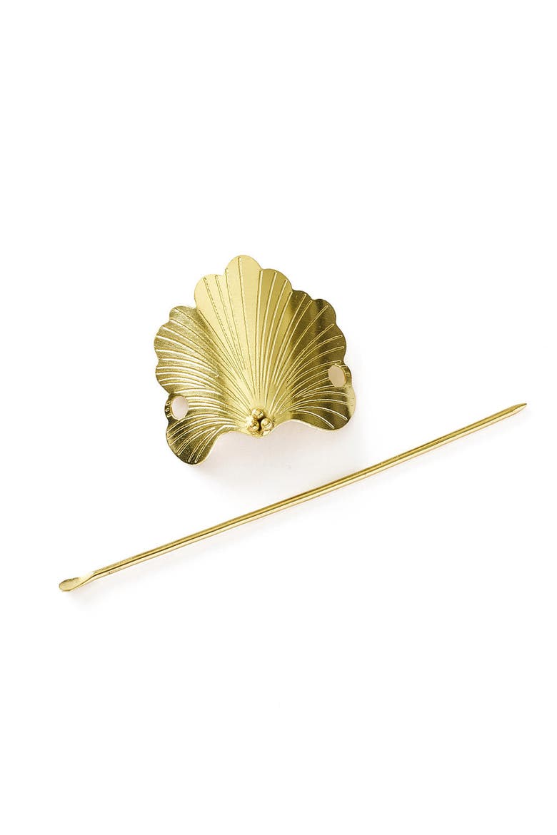 Sayuri Ginkgo Leaf Hair Pin, Alternate, color, Metallic Gold