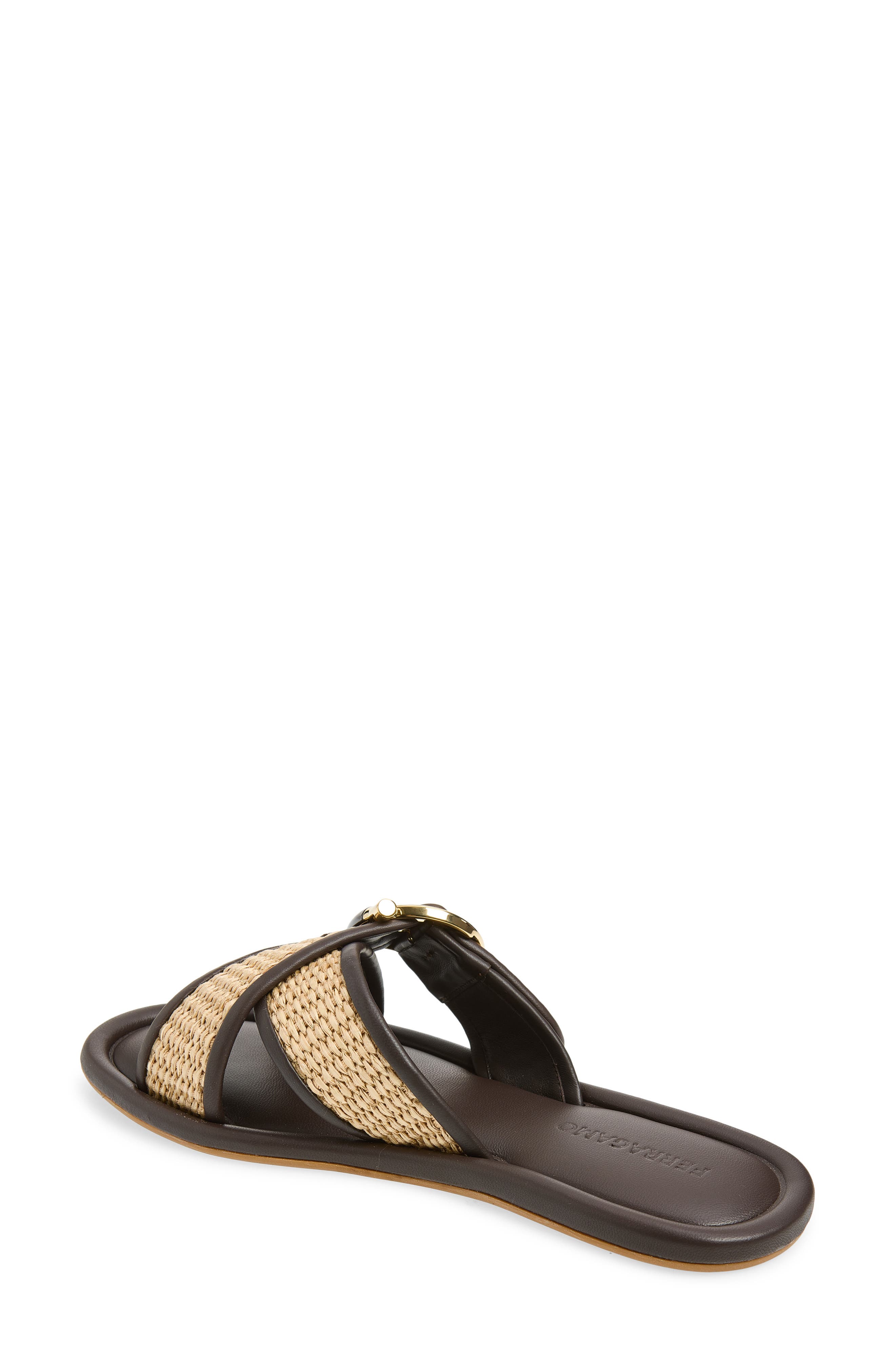 FERRAGAMO Elyzia Raffia Slide Sandal, Alternate, color, Naturale Testa Di Moro