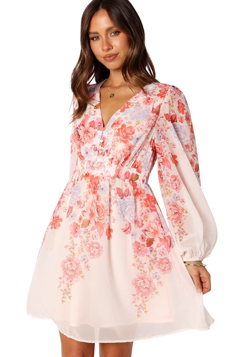 Hattie Floral Print Long Sleeve Dress, Alternate, color, PINK FLORAL
