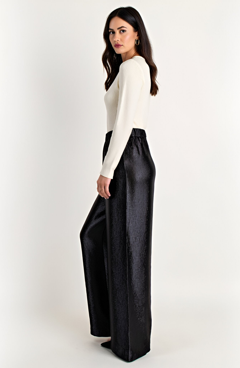 Modenaire Wide Leg Satin Pants with Elastic Waist and Flowing Full-Length Fit, Alternate, color,