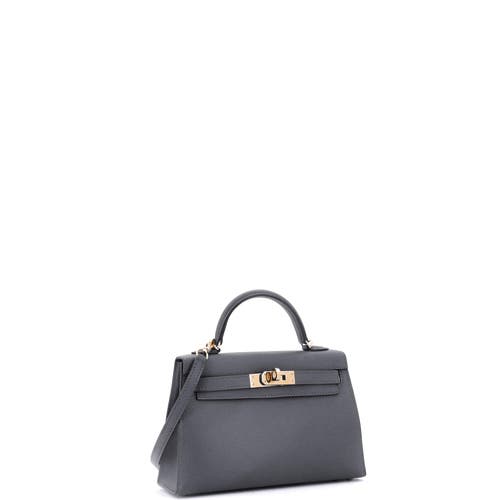 Pre-owned Hermes  Hermes Kelly Mini Ii Bag Grey Epsom With Permabrass Hardware 20 In Gray