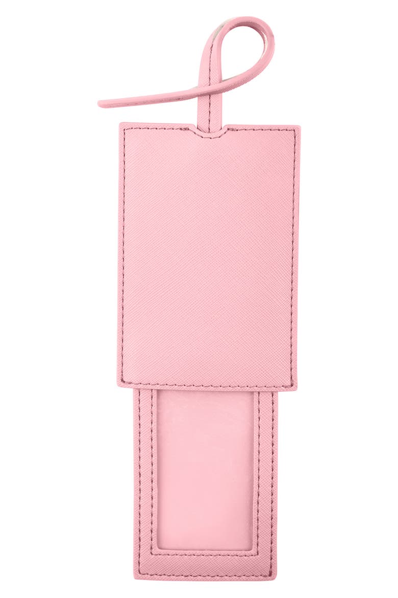 Textured Faux Leather Luggage Tag, Alternate, color, FLAMINGO