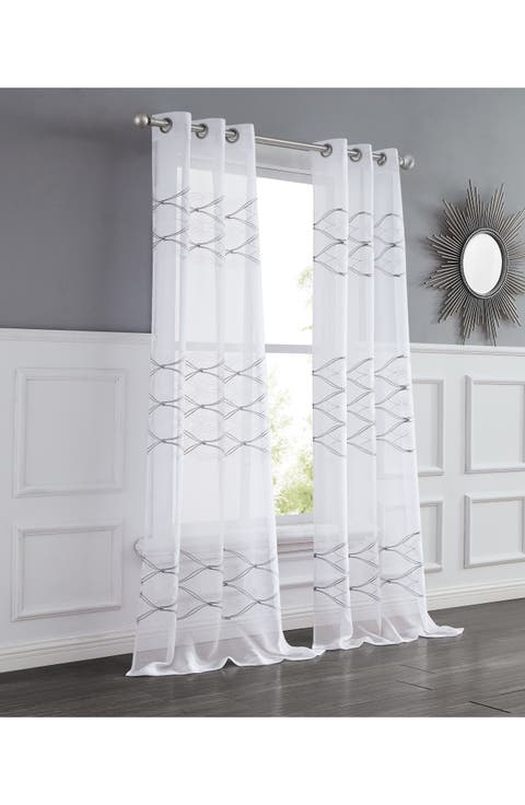 Set of 2 Print Sheer Curtain Panels