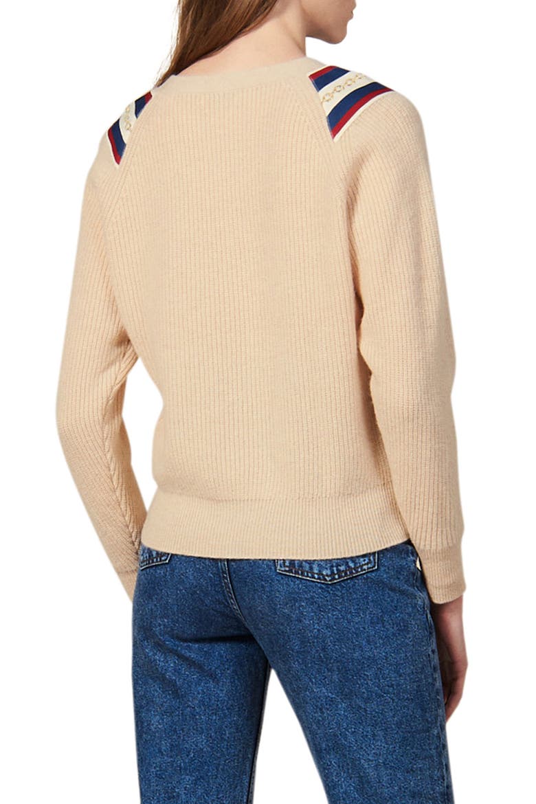 Chains V-Neck Sweater, Alternate, color, BEIGE