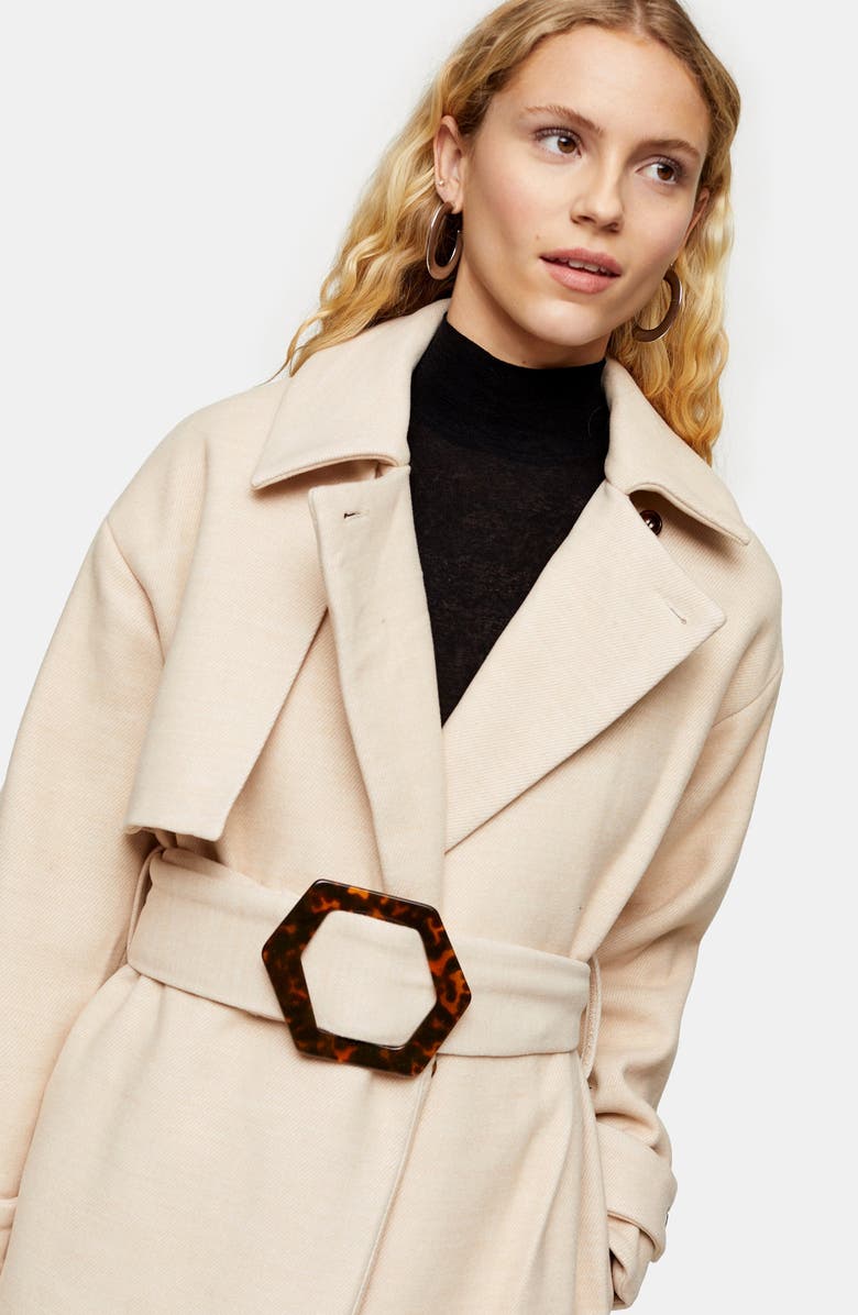 Topshop Marsha Longline Belted Coat, Alternate, color, 