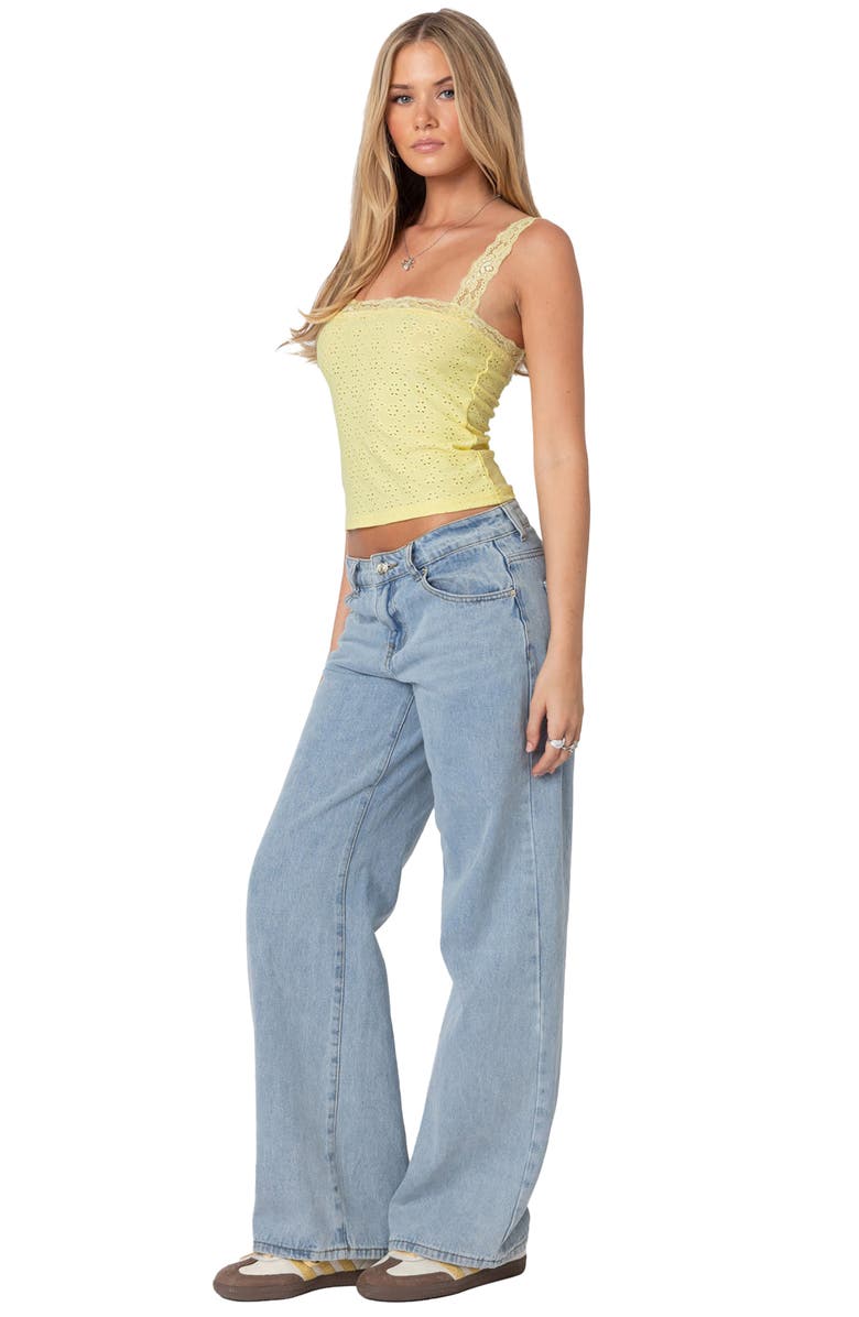 EDIKTED Virginia Lace Trim Eyelet Camisole, Alternate, color, Yellow