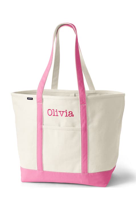 Open Top Long Handle Canvas Tote Bag