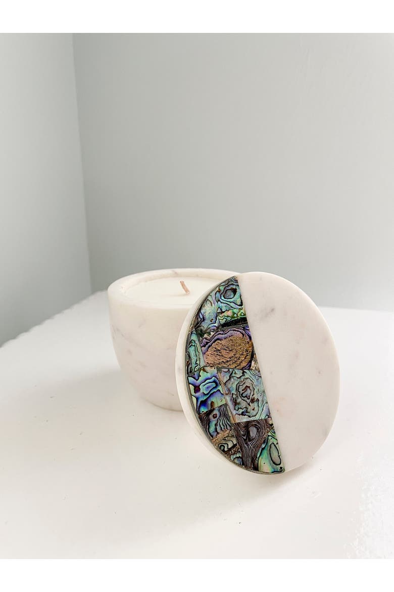 Rainbow Eucalyptus Marble Candle, Alternate, color, White