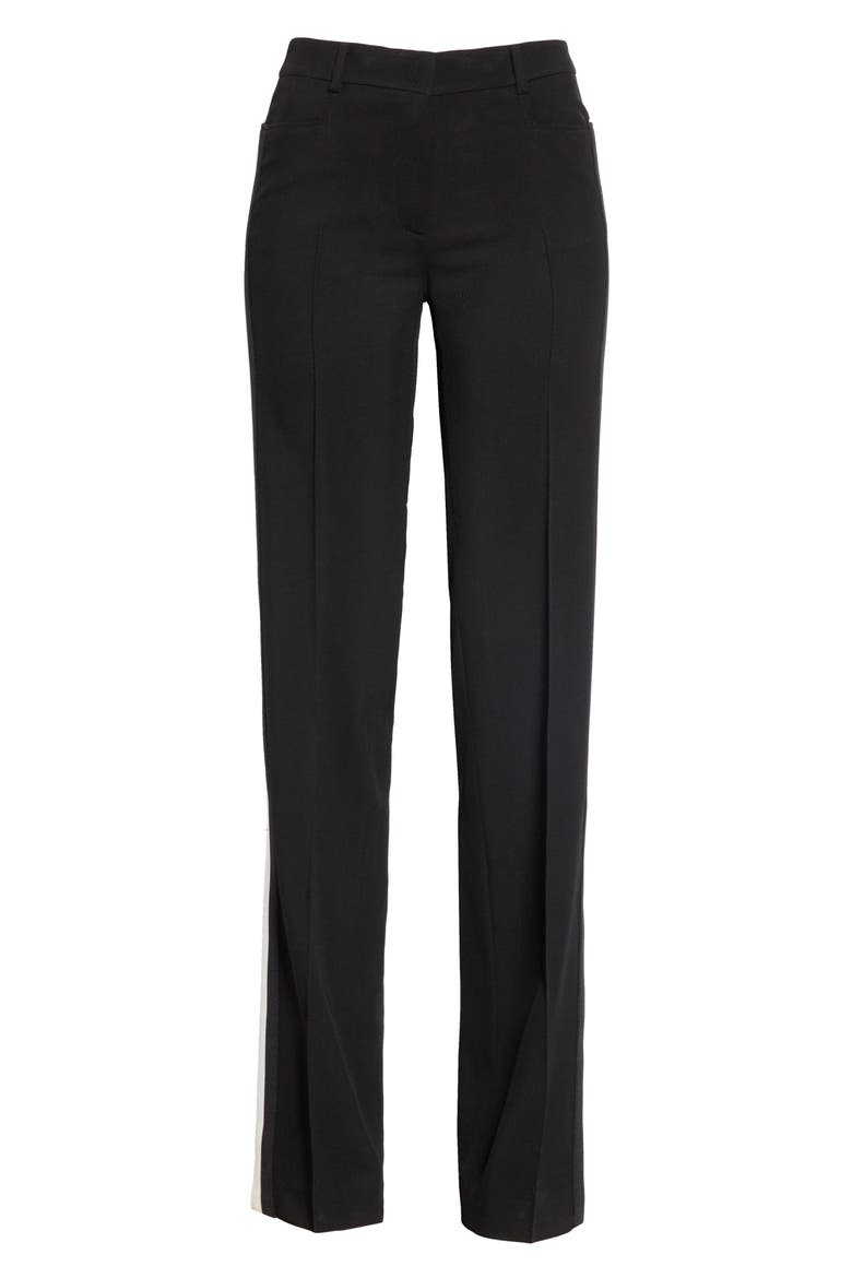 Mikka Side Stripe Wool Pants, Alternate, color, NERO