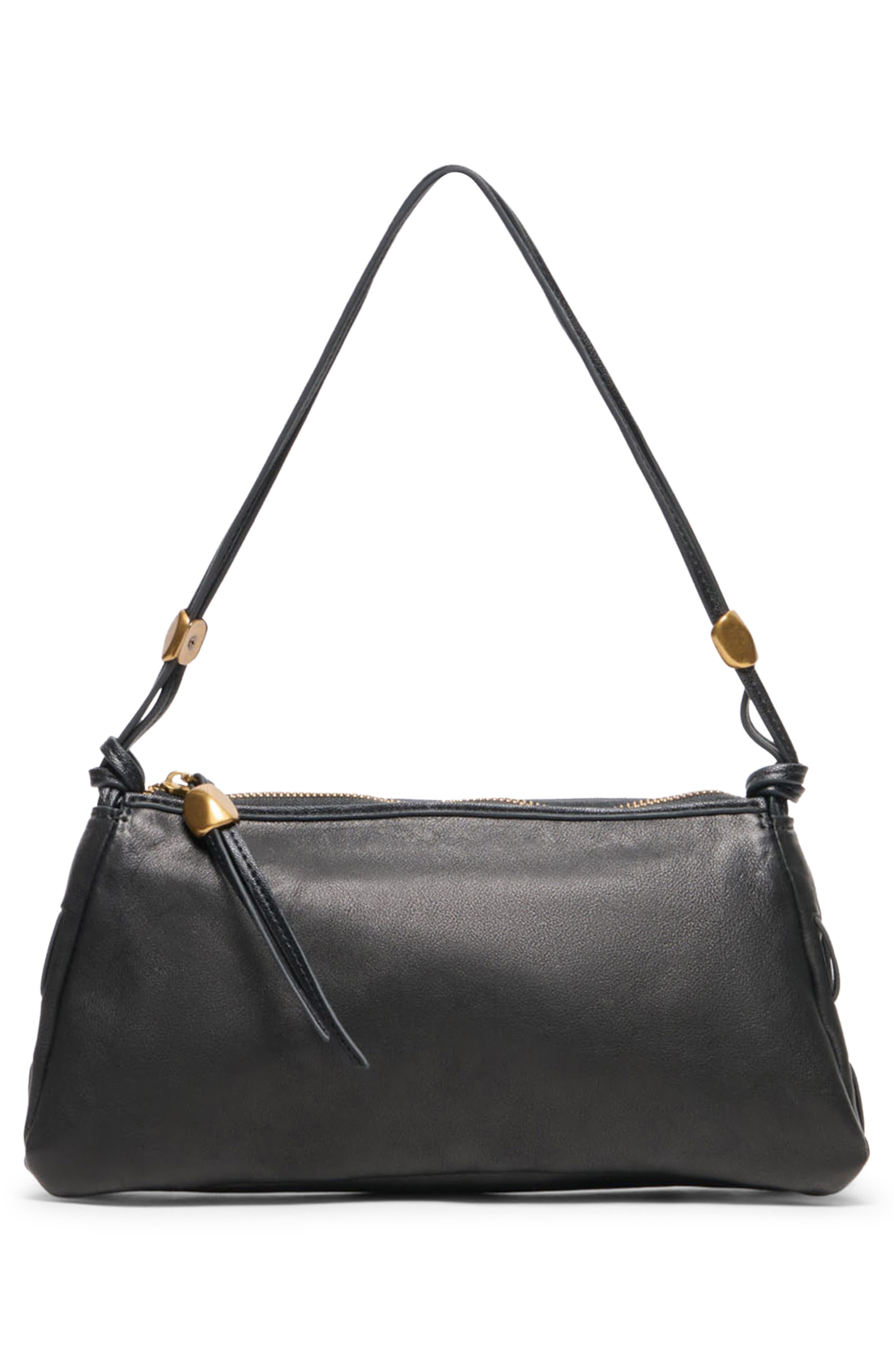 Solara Leather Shoulder Bag, Alternate, color, BLACK