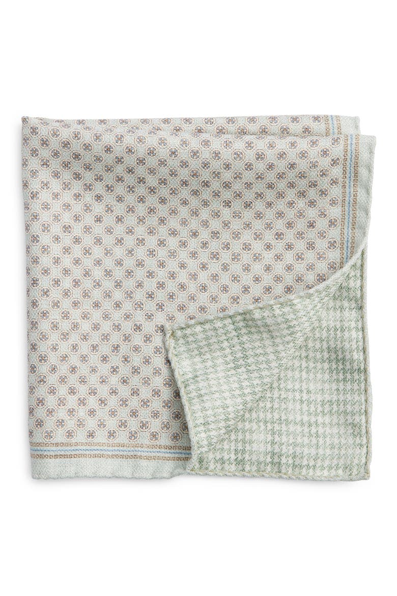 Claude Reversible Silk Pocket Square, Main, color, GREEN