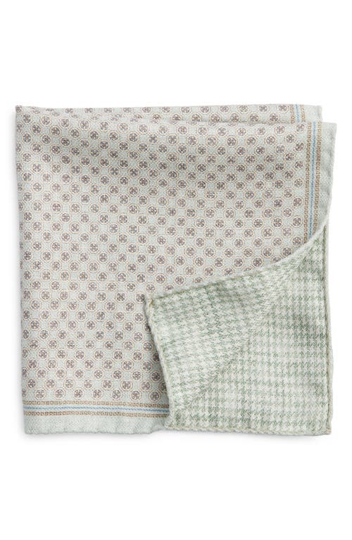 Jack Victor Claude Reversible Silk Pocket Square In Green