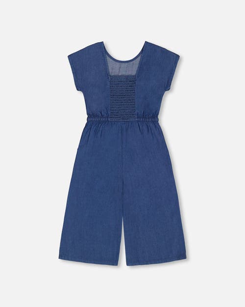 Deux Par Deux Little Girl's Chambray Jumpsuit Navy Blue In Navy Blue