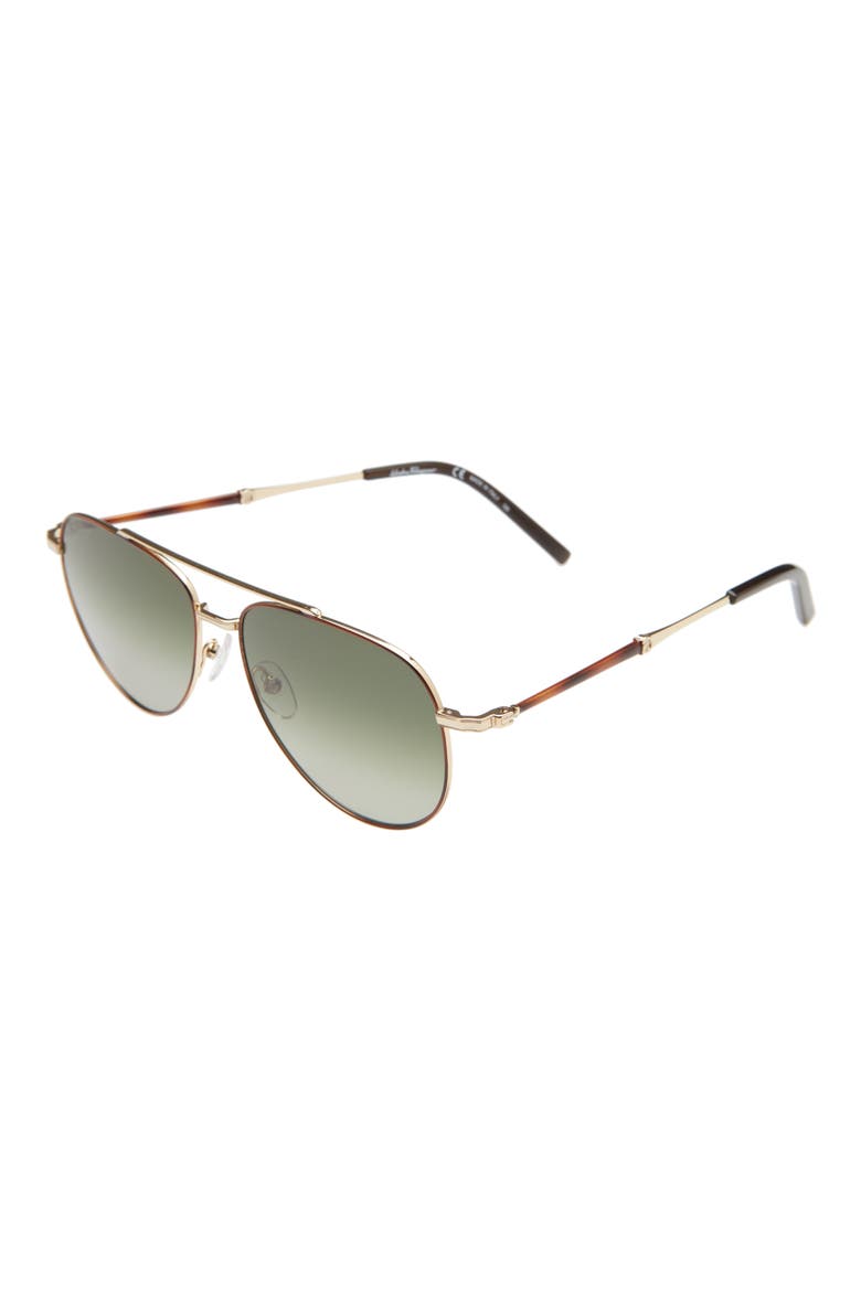 Salvatore Ferragamo 58mm Aviator Sunglasses, Alternate, color, TORTOISE/GOLD