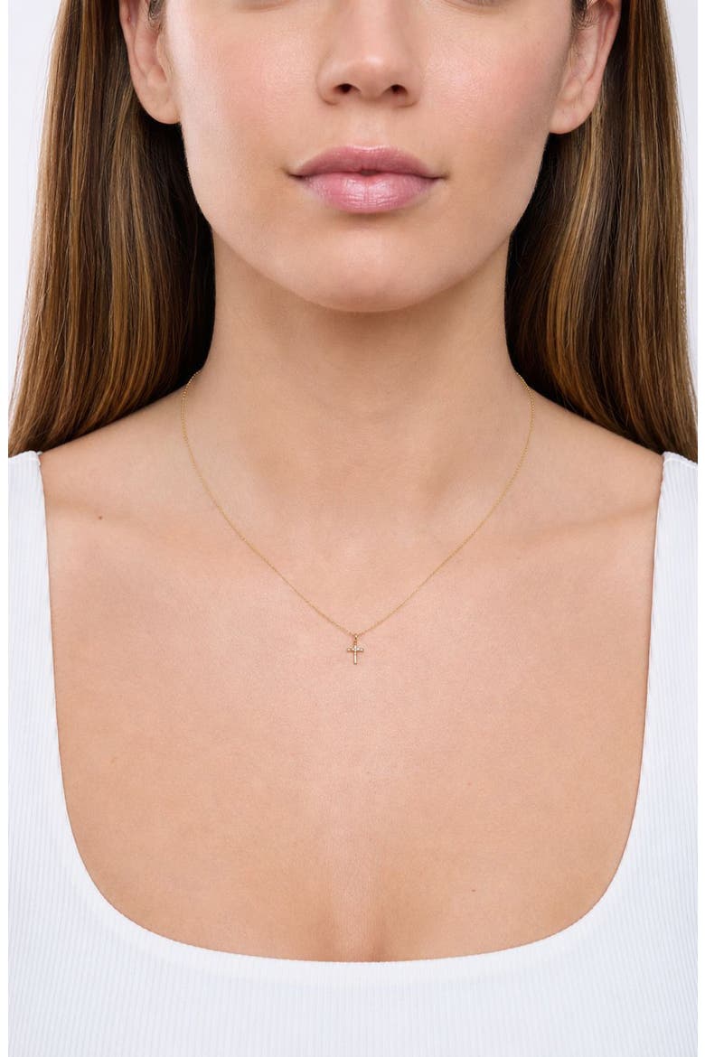 Icon 18k Gold Diamond Cross Pendant Necklace, Alternate, color, 18KY