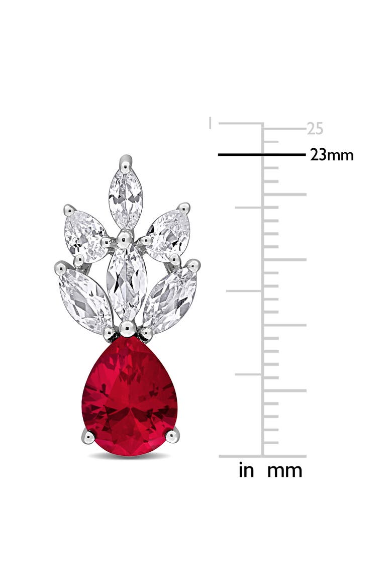Sterling Silver Lab Created Ruby Drop Earrings, Alternate, color, RED