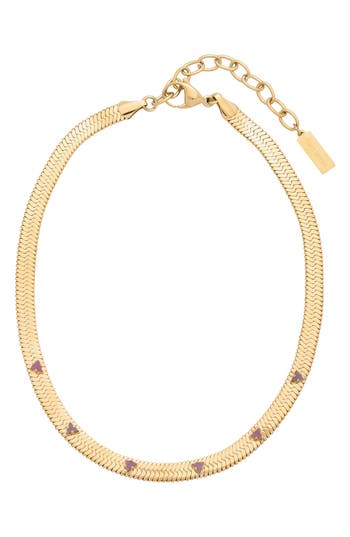 St. Moran Gemstone Snake Chain Necklace In Gold