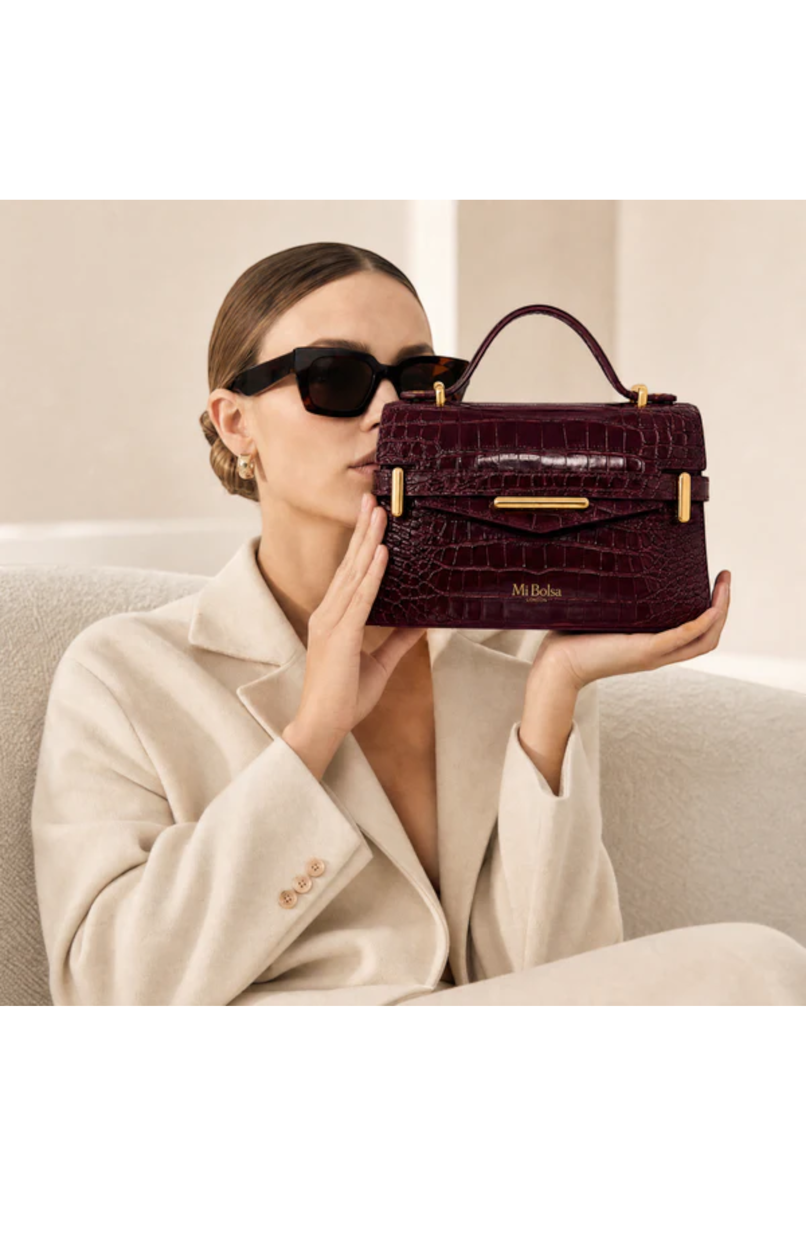 Mi Croc Embossed Leather Top Handle, Alternate, color, Burgundy