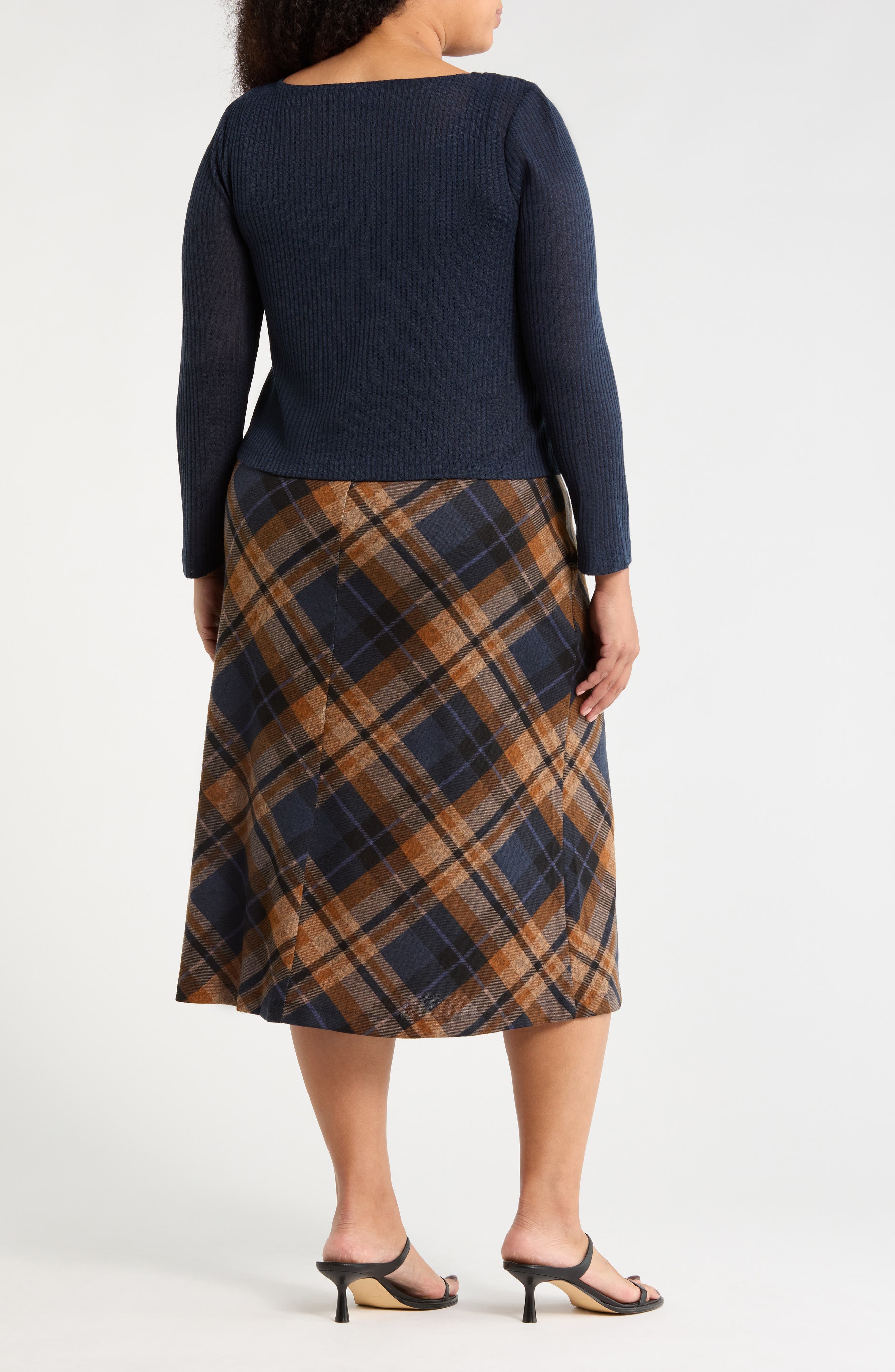 Mixed Media Long Sleeve Midi Dress - image 4