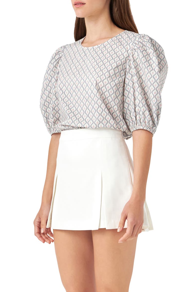 Floral Print Puff Sleeve Top, Alternate, color, MULTI