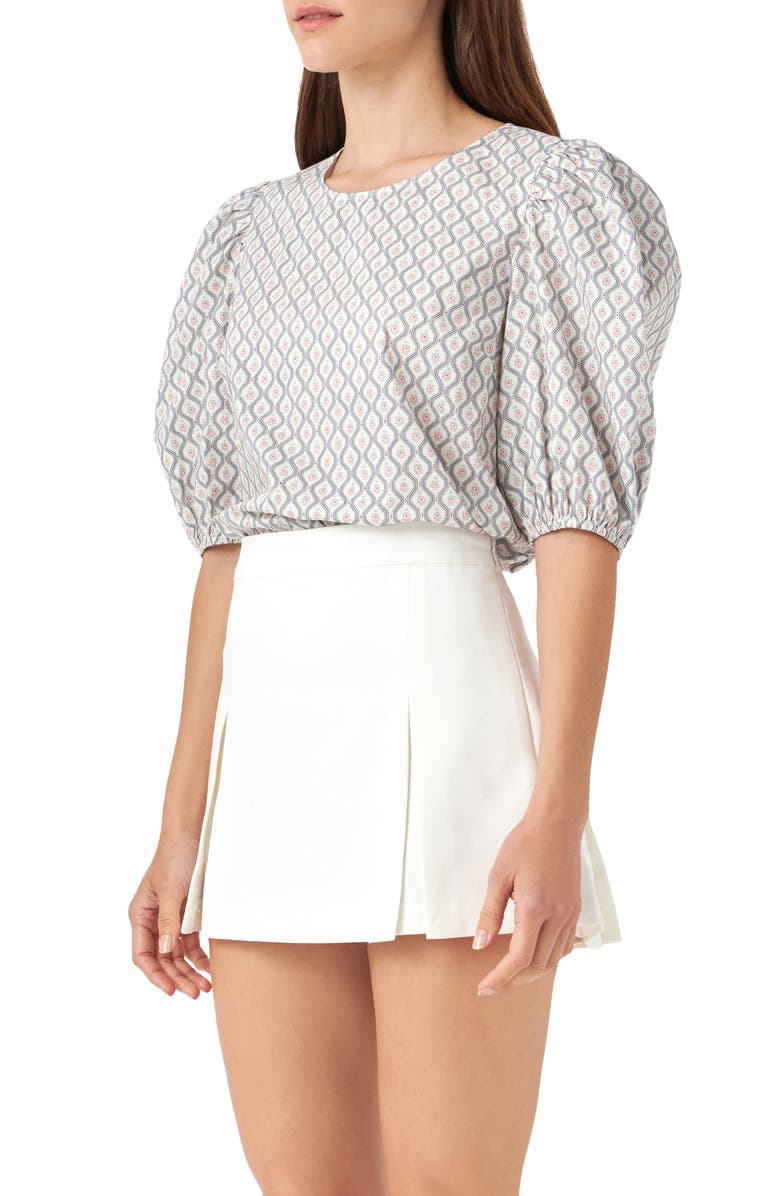 English Factory Floral Print Puff Sleeve Top, Alternate, color, Multi