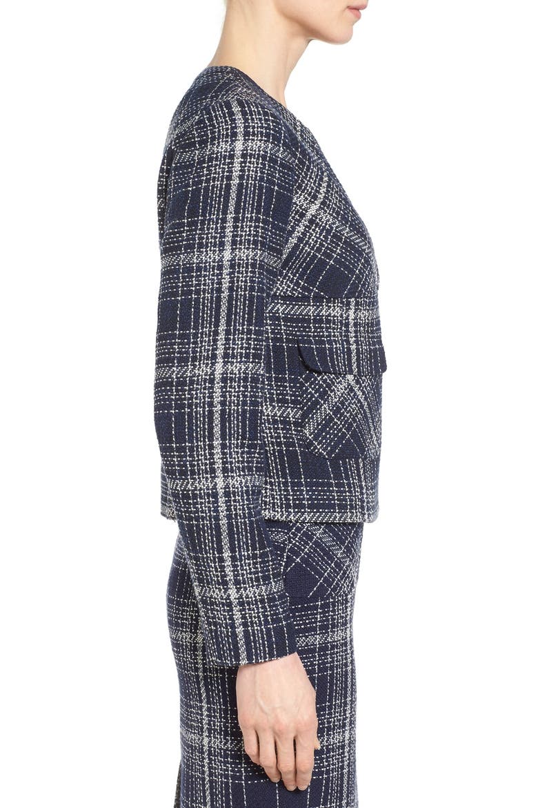 Zip Front Tweed Jacket, Alternate, color, NAVY TWEED